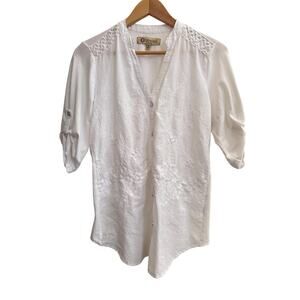 Democracy Womens Small White Button Down‎ Top
